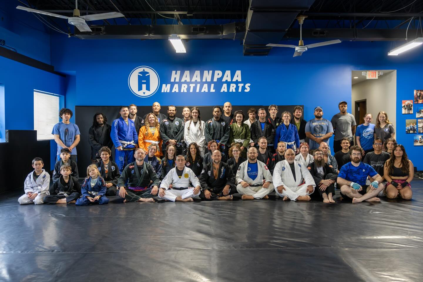 Students lined up together after class at Team Haanpaa Martial Arts